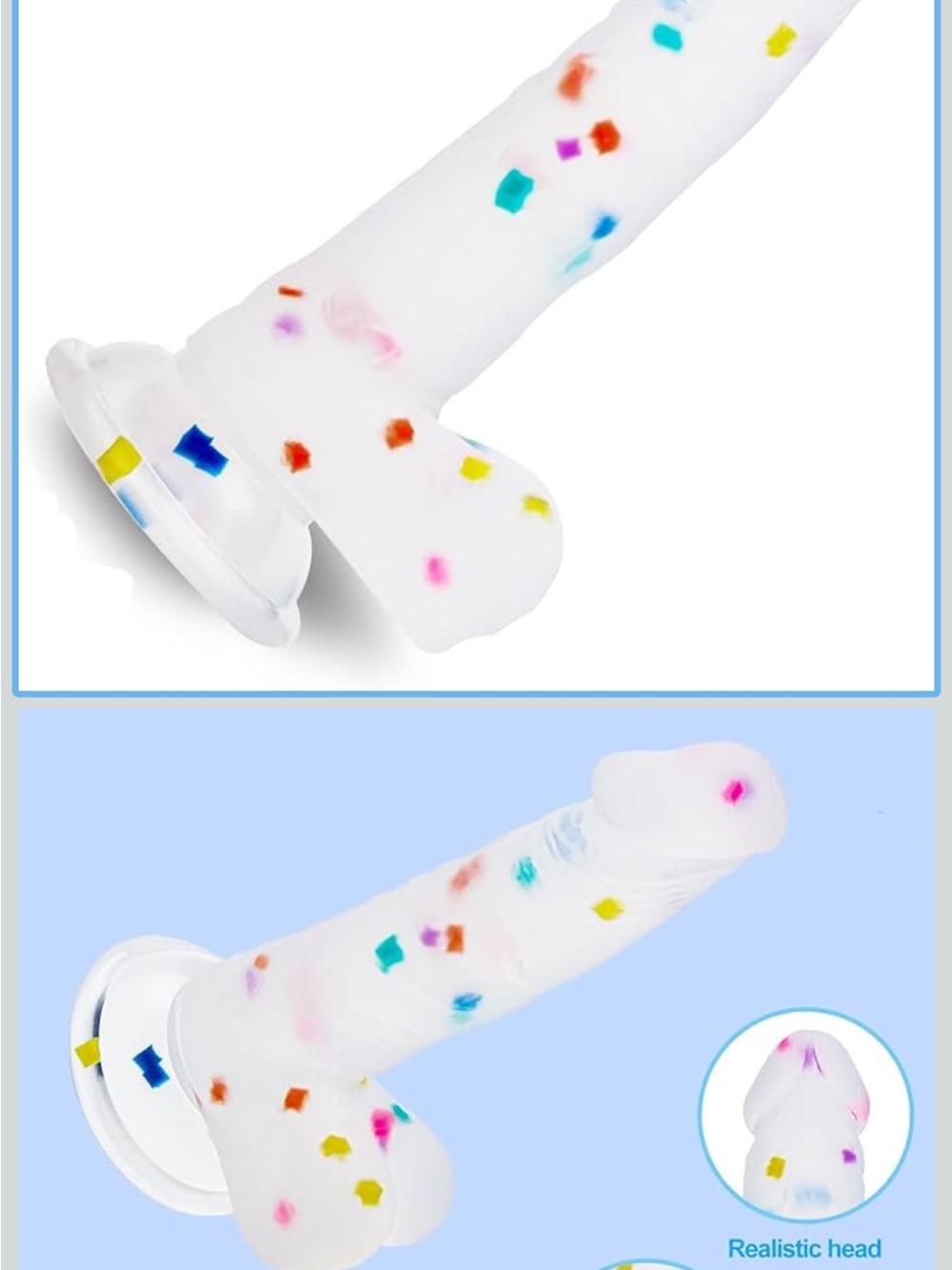Clear Silicone Adult massager with Colorful Confetti Inclusions